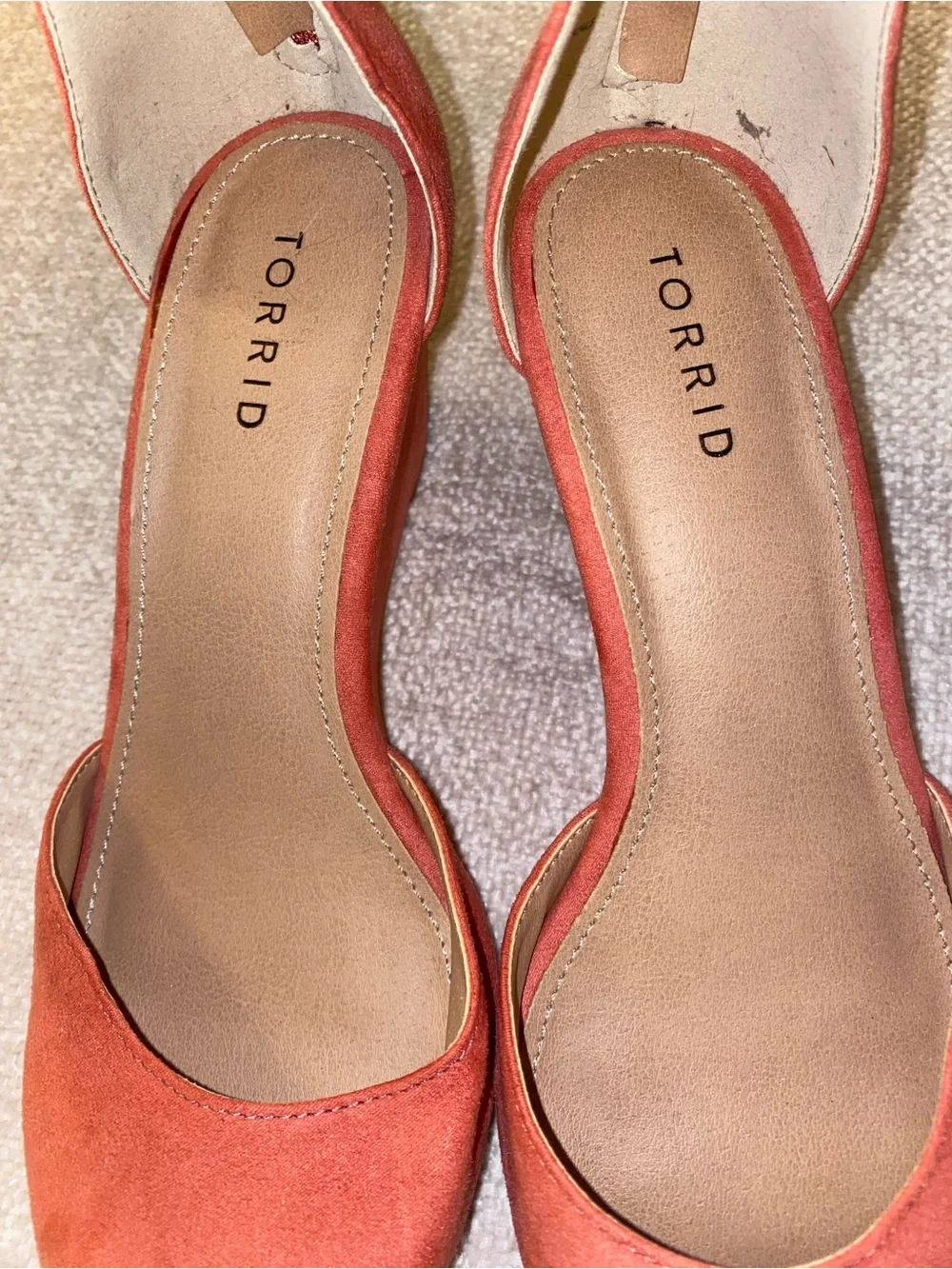 Torrid Coral Pink Faux Suede Wedge Heels 8.5W